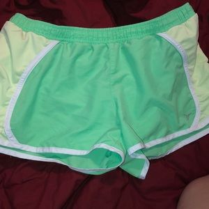 Bright green athletic shorts